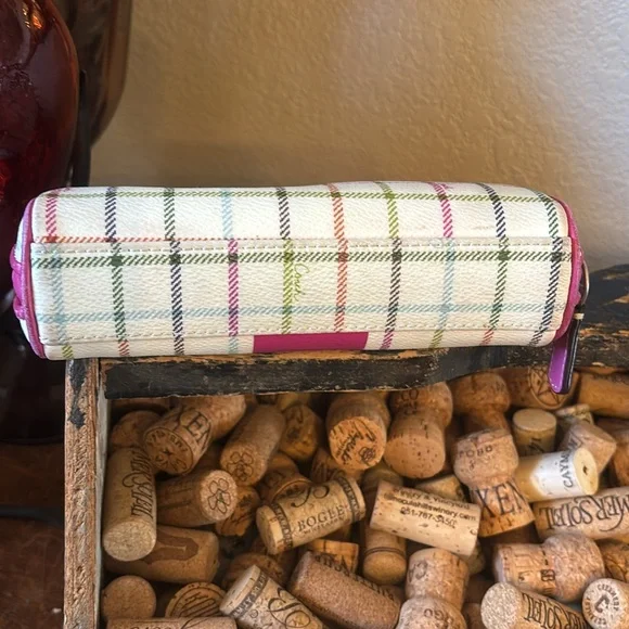 Coach Peyton Tattersall Coated Canvas and Leather Plaid Pink Stripe Cosmetic Bag - Picture 4 of 9